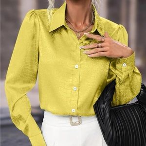 Jacquard Leaf Button Down Blouse main image 0